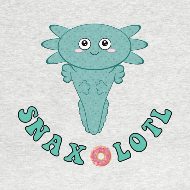 Snaxolotl Snack Lover Kawaii Axolotl Teal Aqua Polka Dot Sticker and Cute Gifts by gillys